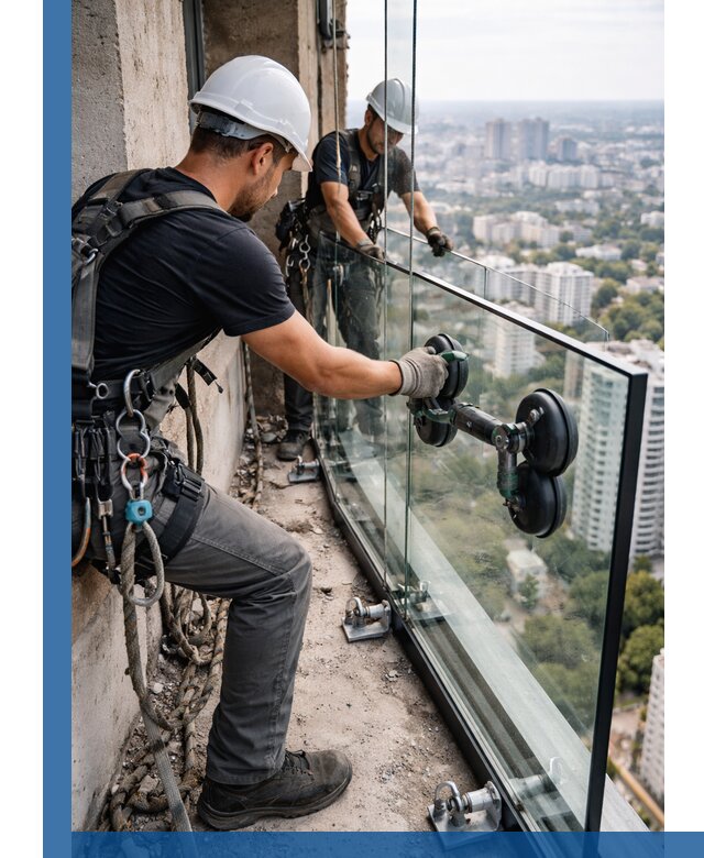 Монтаж стеклянных ограждений под ключ с гарантией в Ревде