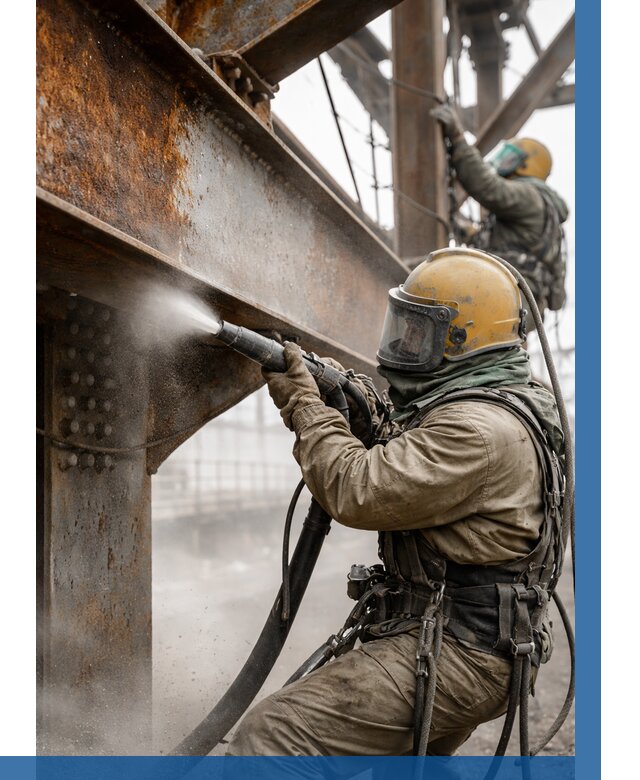 Пескоструйная очистка металлоконструкций в Ревде по 635 р.  ВЫСОТНИК-Рвд