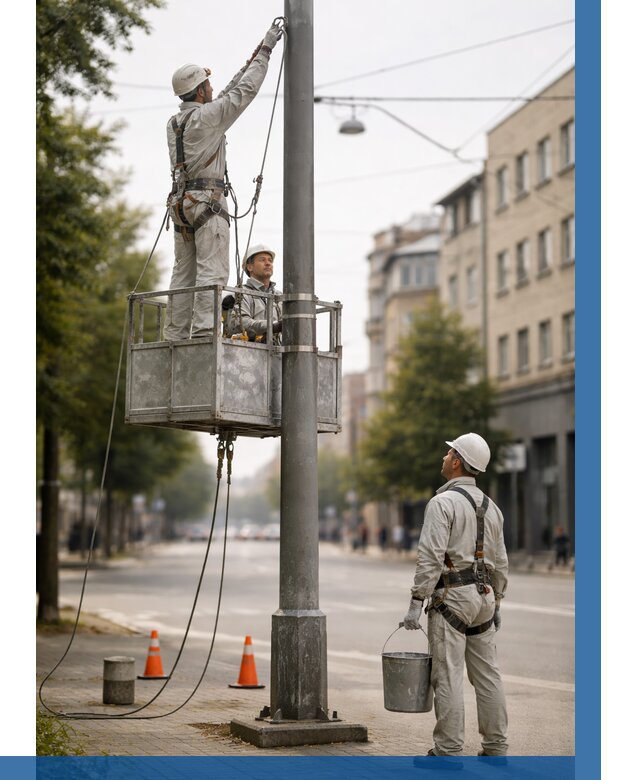 Покраска опор освещения в Ревде от 5290 р. | ВЫСОТНИК-Рвд