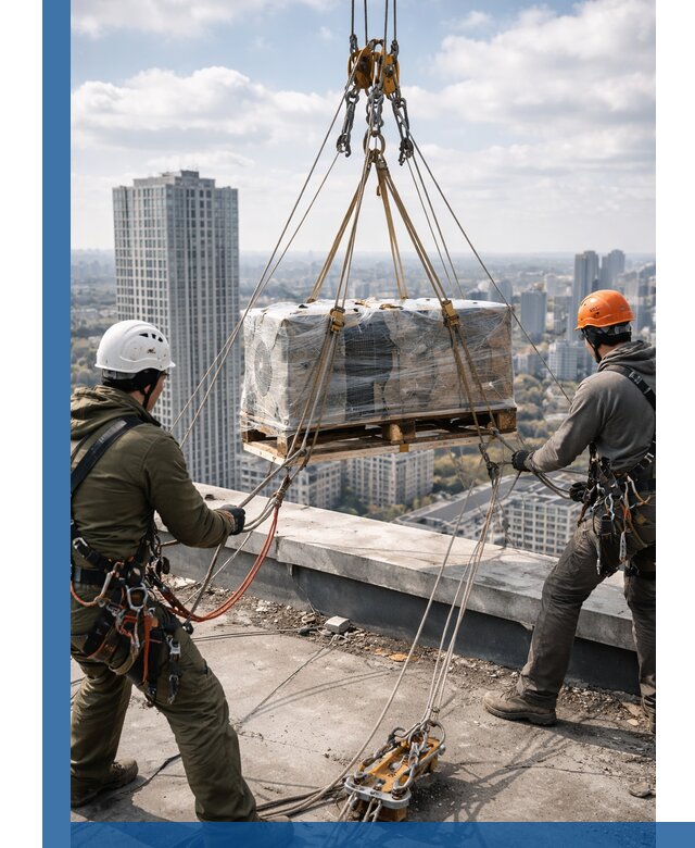Подъем и монтаж крупногабаритных грузов на крышу в Ревде