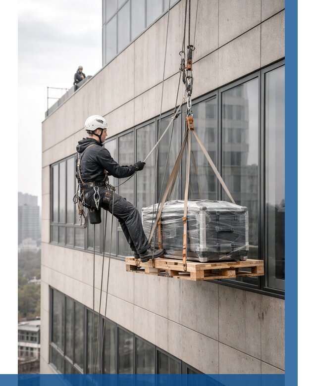 Спуск груза по фасаду в Ревде от 3703 р. | ВЫСОТНИК-Рвд