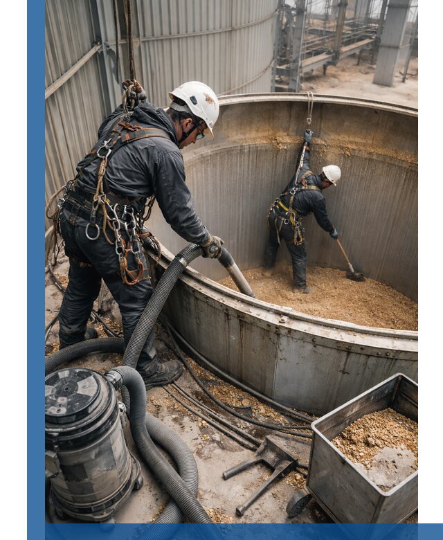 Профессиональная чистка зерновых бункеров в Ревде с выездом