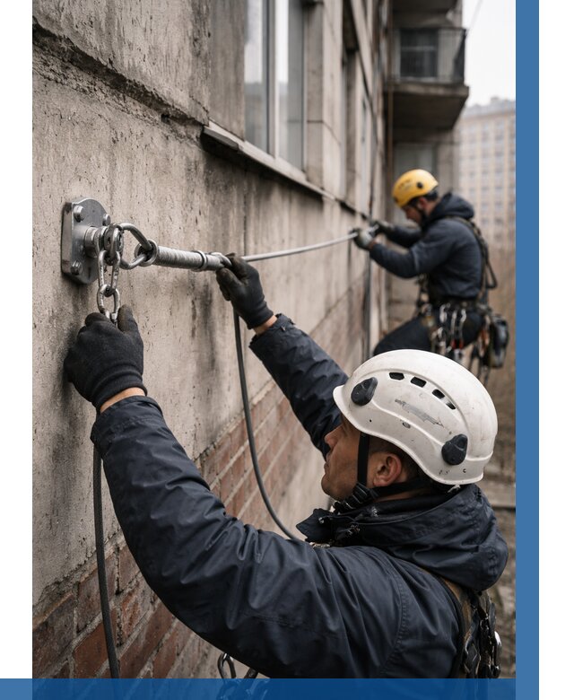 Монтаж анкерных линий в Ревде от 3174 р. | ВЫСОТНИК-Рвд