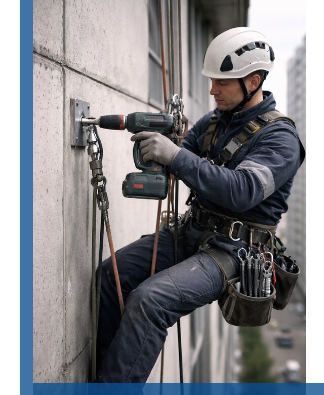 Установка анкерных точек для высотных работ в Ревде